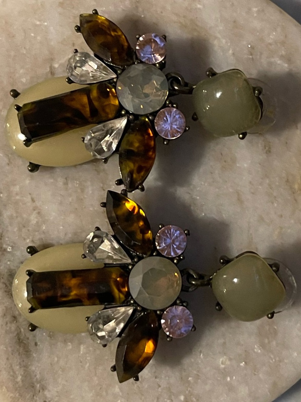 BaubleBar Cream, Amber and Pale Green Crystal Drop Earrings
